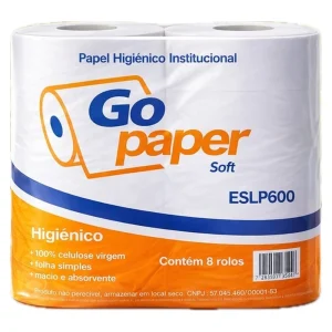 Papel Higiênico Institucional Go Paper Soft — Fardo com 8 Rolos (Linha ESLP600)